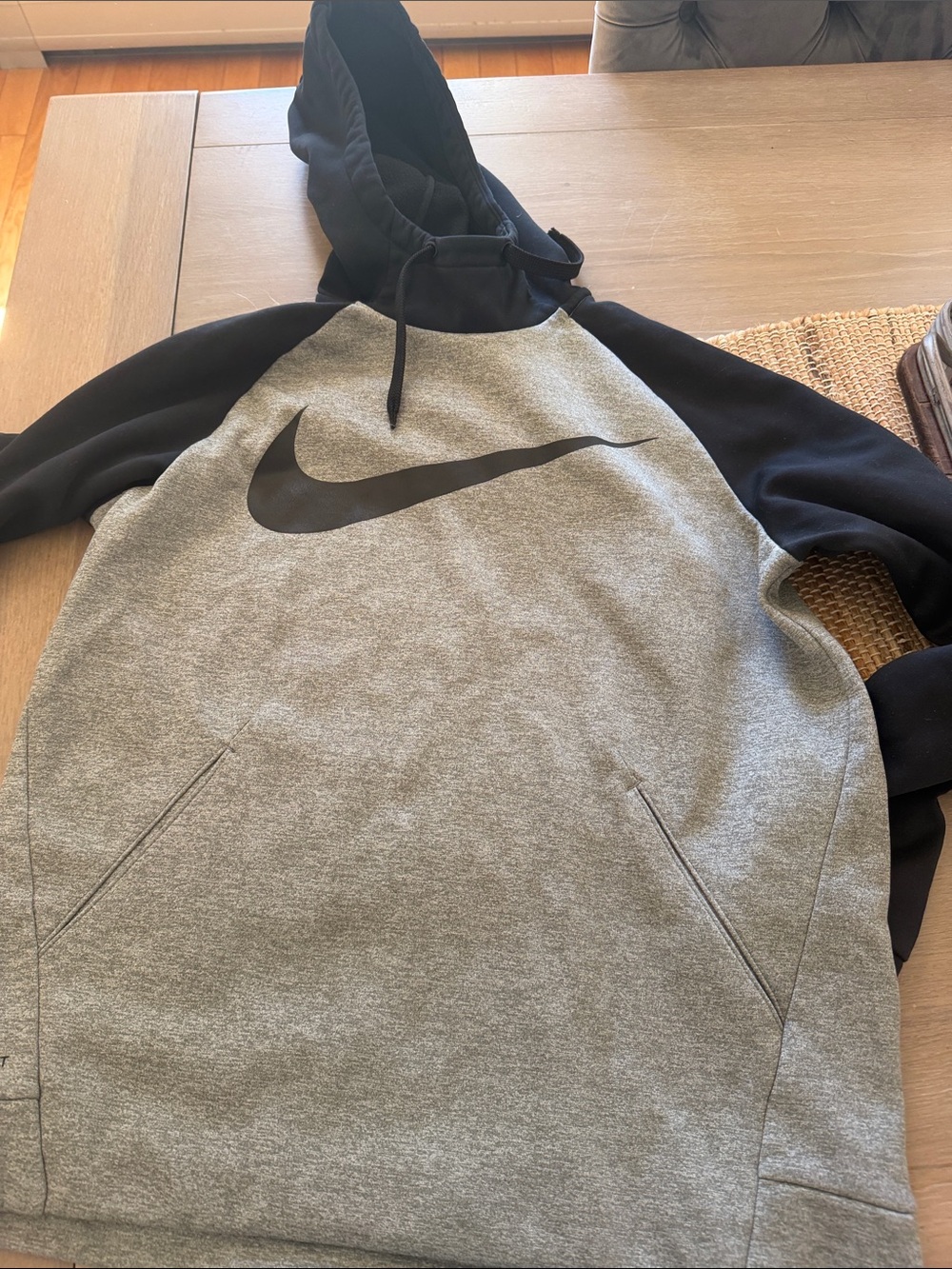 Nike Black & Gray Raglan Swoosh Pullover Hoodie